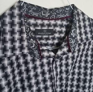 Bugatchi Black and White Long Sleeve Shirt